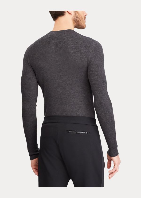 Swetry Ralph Lauren RLX Slim Ribbed Merino Sweater Męskie Szare | QJUS8315