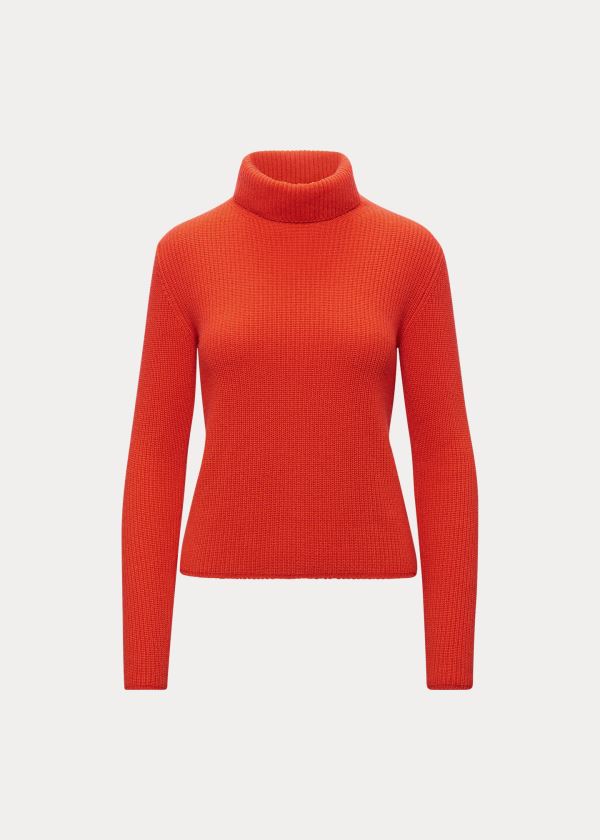 Swetry Ralph Lauren Ribbed Cashmere Turtleneck Damskie Głęboka Pomarańczowe | YCUT7619