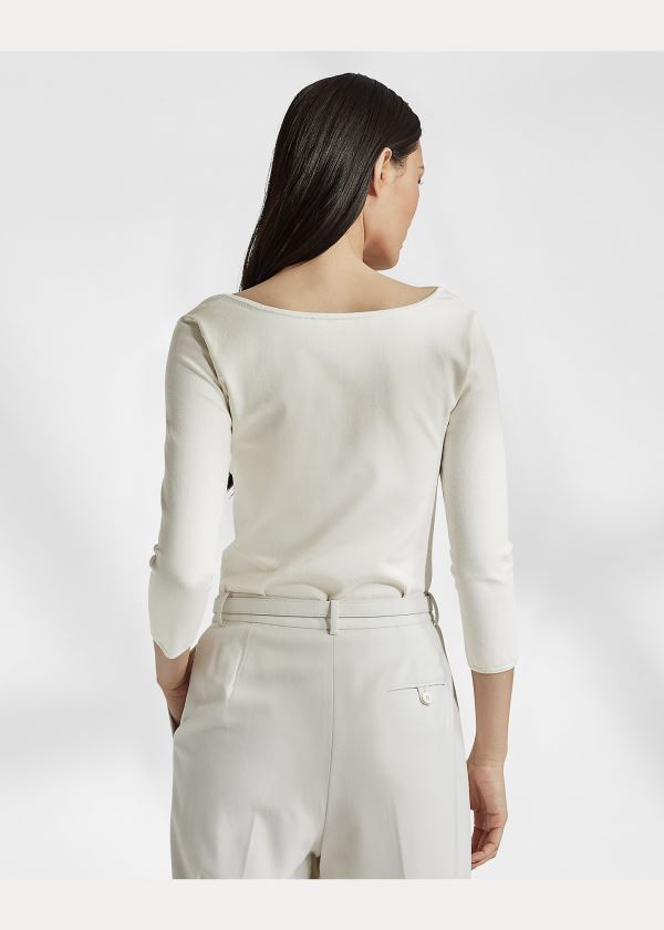 Swetry Ralph Lauren Silk Ballet-Neck Sweater Damskie Kremowe | NQSR2811