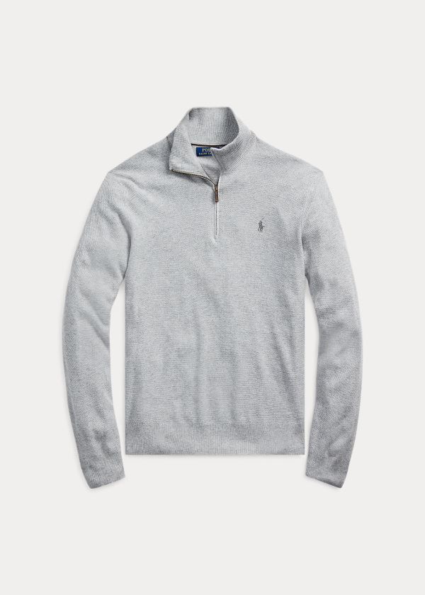 Swetry Ralph Lauren Silk Quarter-Zip Sweater Męskie Szare | JUVY0649