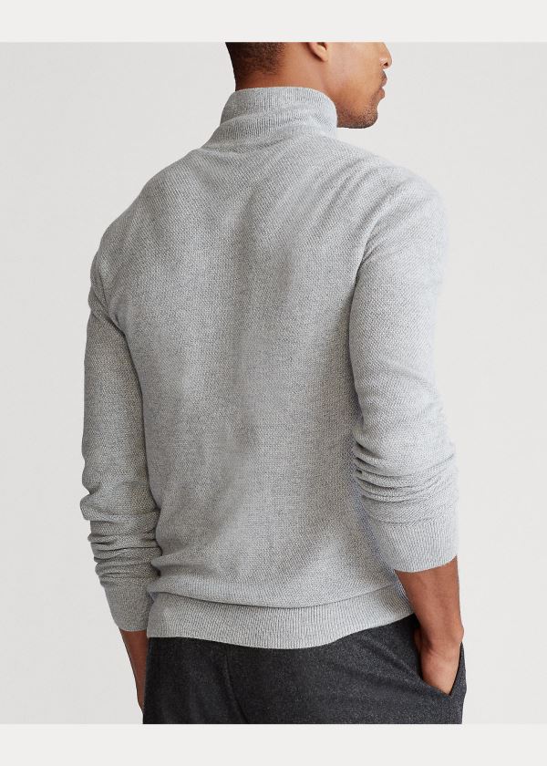 Swetry Ralph Lauren Silk Quarter-Zip Sweater Męskie Szare | JUVY0649