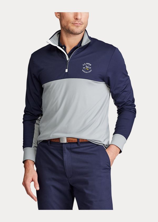 Swetry Ralph Lauren Stretch Jersey Pullover Męskie Szare Granatowe | ZKPI8906