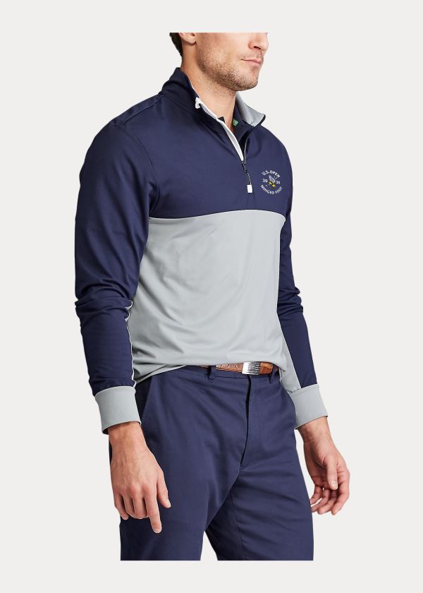 Swetry Ralph Lauren Stretch Jersey Pullover Męskie Szare Granatowe | ZKPI8906