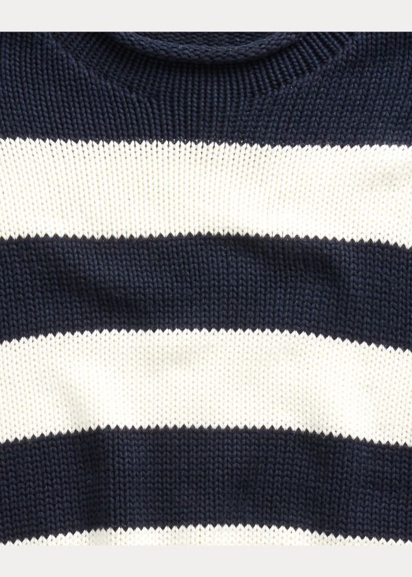 Swetry Ralph Lauren Striped Cotton-Blend Sweater Męskie Granatowe Białe | HMGU7436