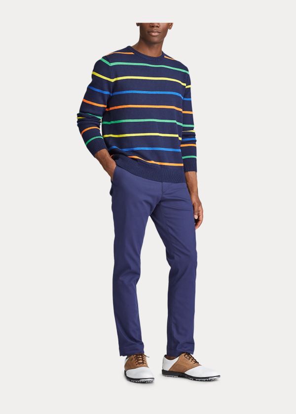 Swetry Ralph Lauren Striped Wool-Blend Sweater Męskie Granatowe Białe | GZMG0059