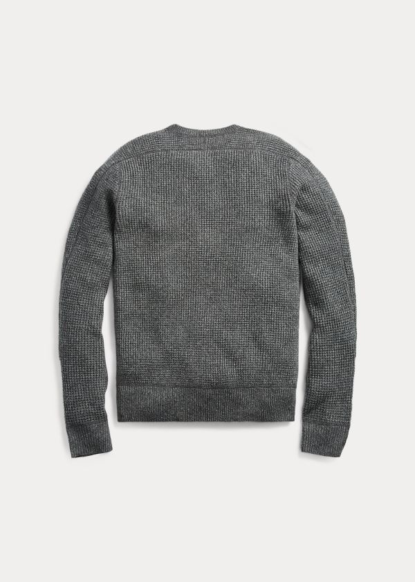 Swetry Ralph Lauren Waffle-Knit Cashmere Sweater Męskie Ciemny Szare | EPVW7630