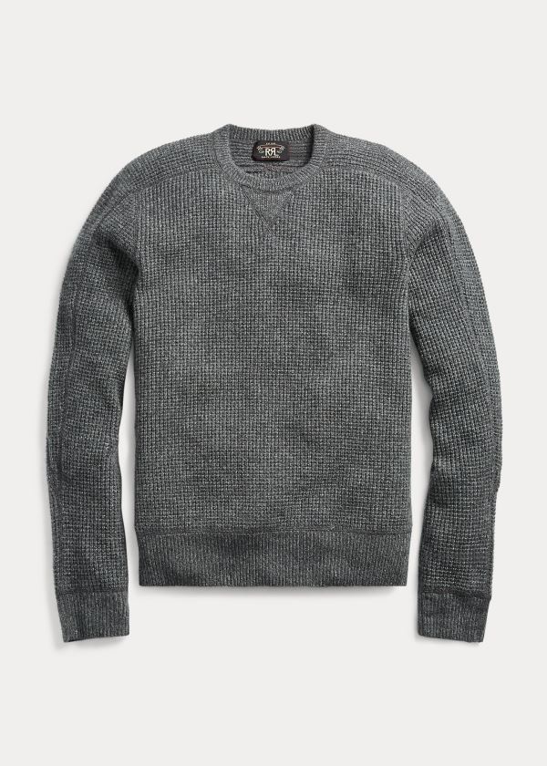 Swetry Ralph Lauren Waffle-Knit Cashmere Sweater Męskie Ciemny Szare | EPVW7630