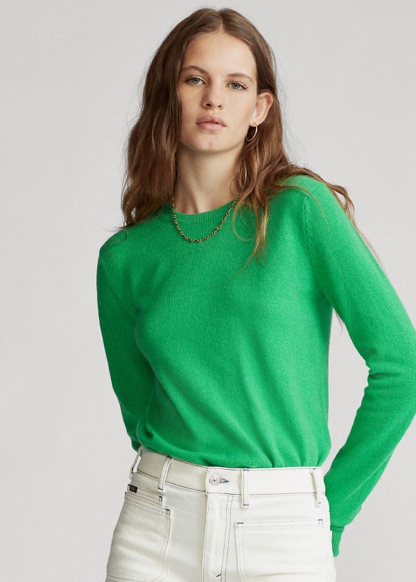 Swetry Ralph Lauren Washable Cashmere Sweater Damskie Zielone | KWLF2322