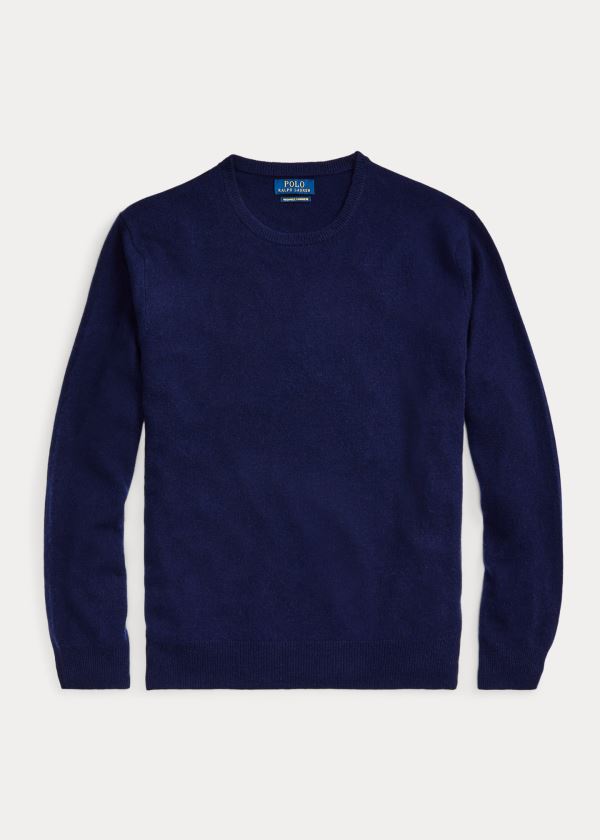 Swetry Ralph Lauren Washable Cashmere Sweater Męskie Głęboka Granatowe | PIFQ2719