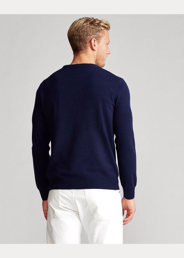 Swetry Ralph Lauren Washable Cashmere Sweater Męskie Głęboka Granatowe | PIFQ2719