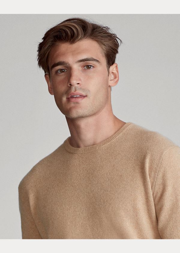 Swetry Ralph Lauren Washable Cashmere Sweater Męskie Brązowe | AAJK4083