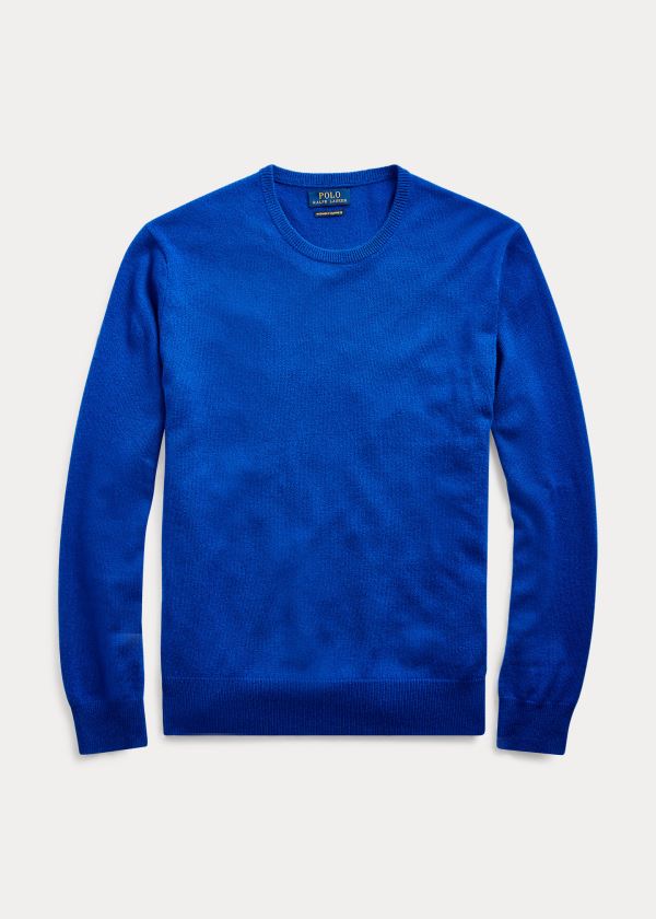 Swetry Ralph Lauren Washable Cashmere Sweater Męskie Jasny Królewski Niebieski Niebieskie | LKUN3318