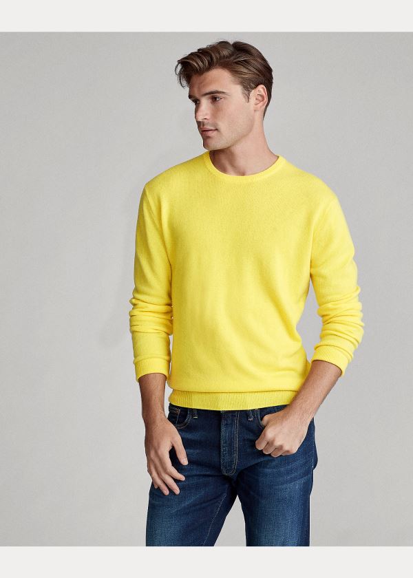 Swetry Ralph Lauren Washable Cashmere Sweater Męskie Żółte | AFUM3418