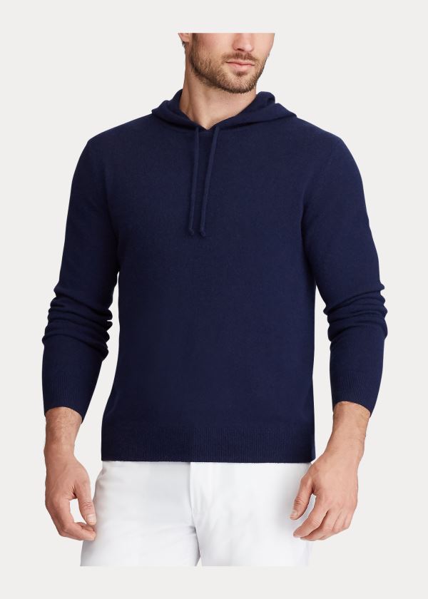 Swetry Ralph Lauren Washable Cashmere Sweater Męskie Granatowe | SGOG2431