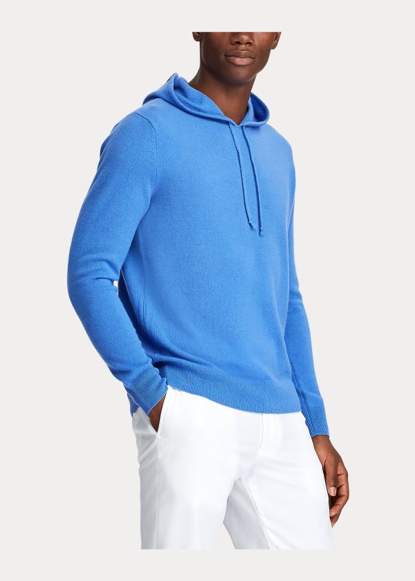 Swetry Ralph Lauren Washable Cashmere Sweater Męskie Indygo | HVGI8800