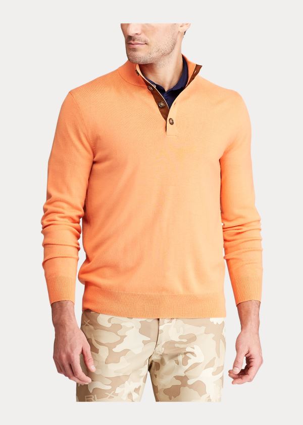 Swetry Ralph Lauren Washable Merino Wool Sweater Męskie Pomarańczowe | KDUM6603