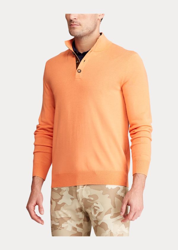 Swetry Ralph Lauren Washable Merino Wool Sweater Męskie Pomarańczowe | KDUM6603