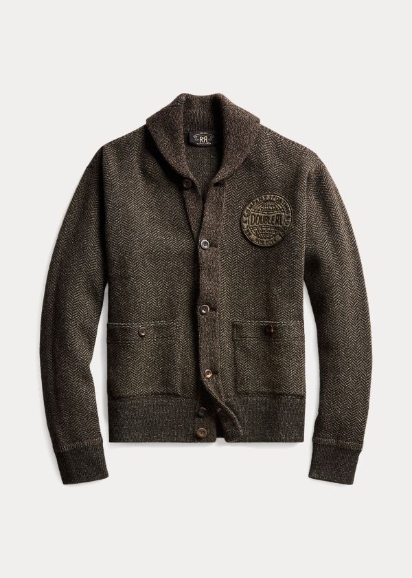 Swetry Ralph Lauren Wool-Blend Shawl Cardigan Męskie Szare | TFHX8546