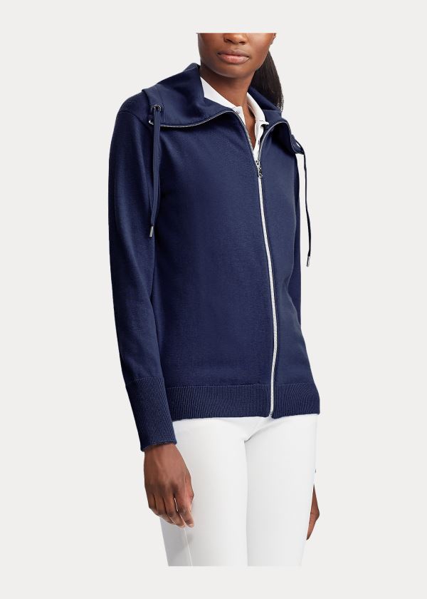 Swetry Ralph Lauren Zip Funnelneck Golf Sweater Damskie Granatowe | JTLQ9516