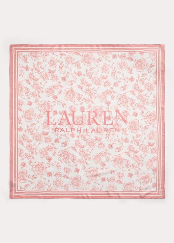 Szaliki Ralph Lauren Alexa Floral Silk Scarf Damskie Kremowe Różowe | XJFF3374