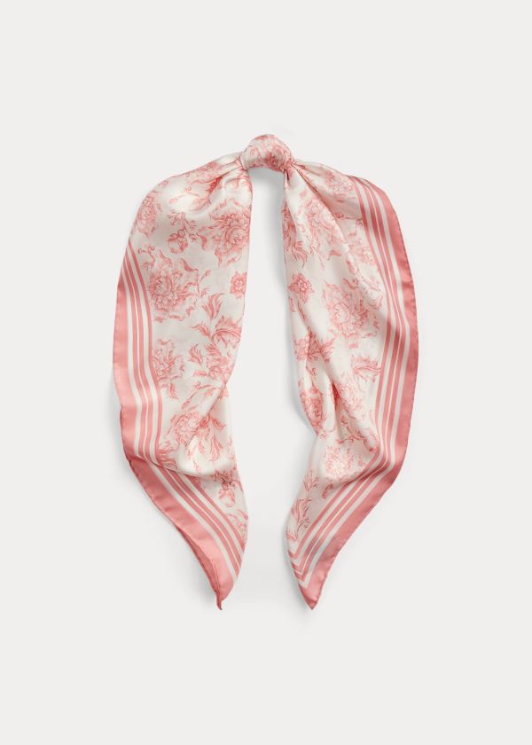 Szaliki Ralph Lauren Alexa Floral Silk Scarf Damskie Kremowe Różowe | XJFF3374