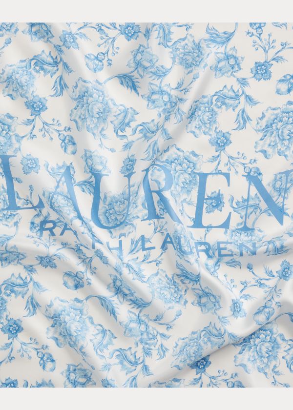 Szaliki Ralph Lauren Alexa Floral Silk Scarf Damskie Kremowe Niebieskie | PRIY5505