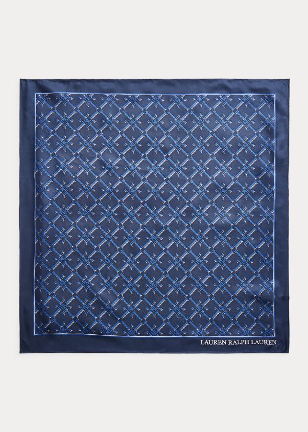 Szaliki Ralph Lauren Amelia Silk Scarf Damskie Granatowe | EQHJ5464