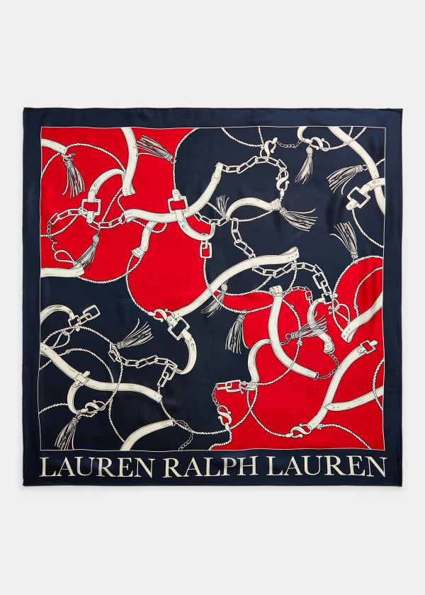 Szaliki Ralph Lauren Angelina Silk Scarf Damskie Czerwone Czarne Kolorowe | MSHB3032