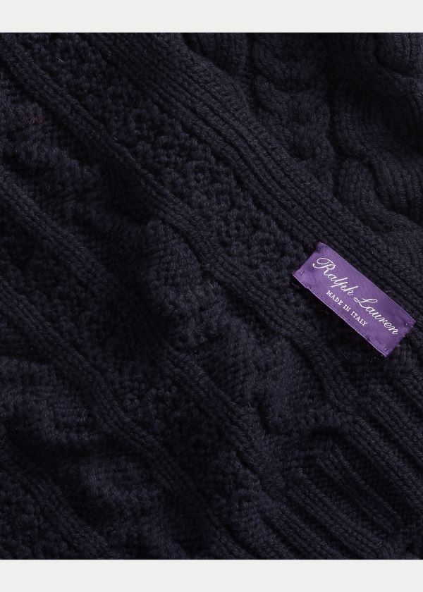 Szaliki Ralph Lauren Cable-Knit Cashmere Scarf Męskie Granatowe | ZETI5627