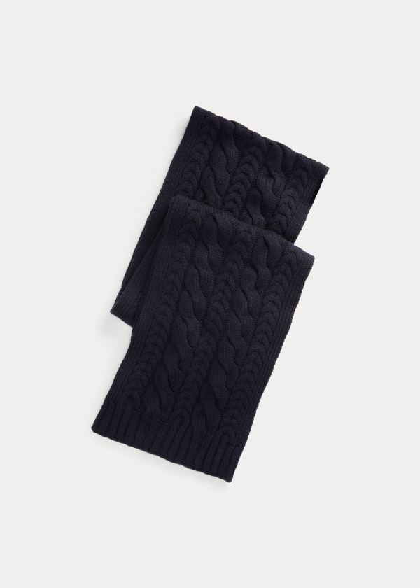 Szaliki Ralph Lauren Cable-Knit Cashmere Scarf Męskie Granatowe | ZETI5627