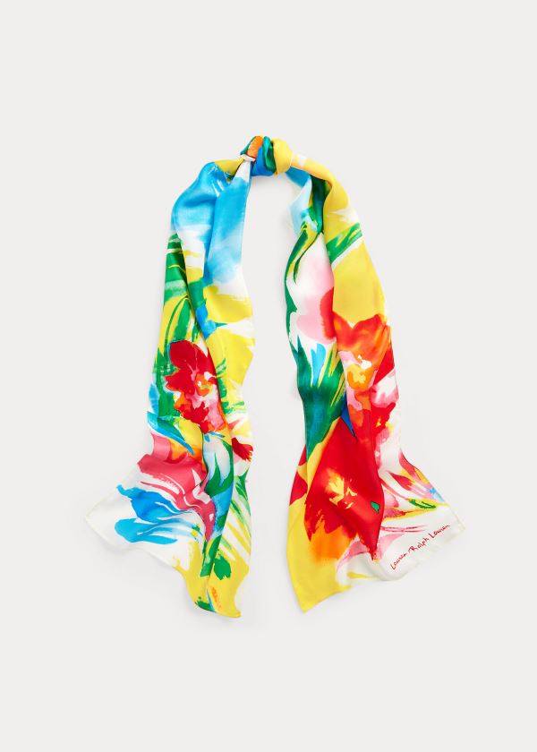 Szaliki Ralph Lauren Callie Silk Twill Scarf Damskie Żółte | UZTN0674