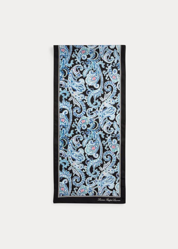 Szaliki Ralph Lauren Christina Silk Scarf Damskie Czarne | QDPZ6305