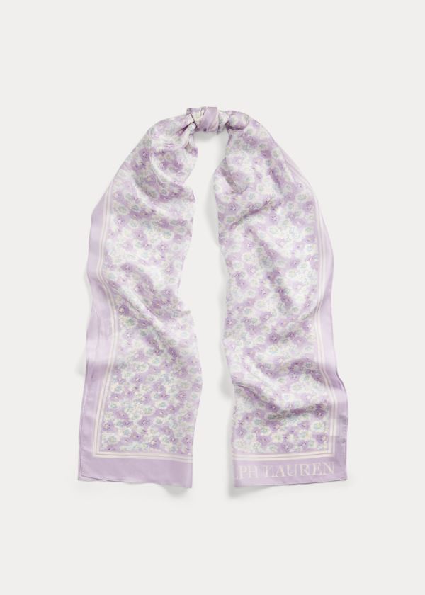 Szaliki Ralph Lauren Diana Silk Scarf Damskie Fioletowe Białe | LXEO9835