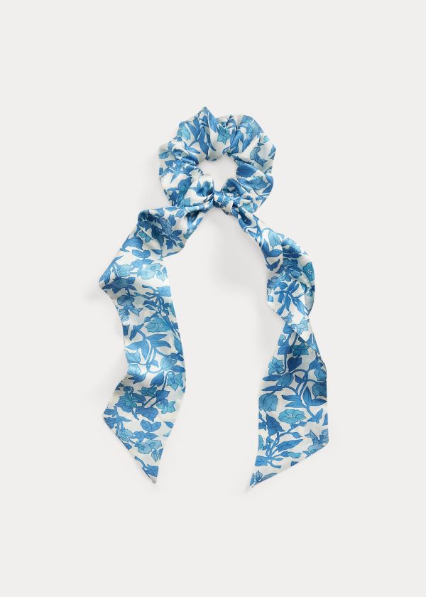 Szaliki Ralph Lauren Floral Scrunchie Damskie Niebieskie Białe | RBSG8393