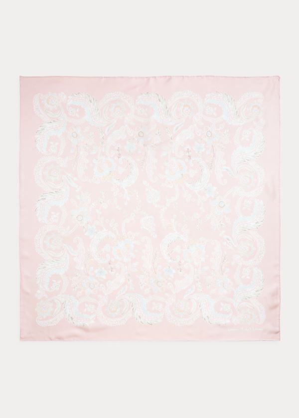 Szaliki Ralph Lauren Frances Silk Twill Scarf Damskie Różowe | KWGH9746