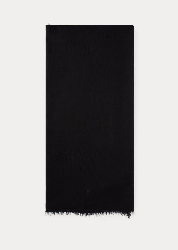 Szaliki Ralph Lauren Frayed Scarf Damskie Czarne | SWSY3350