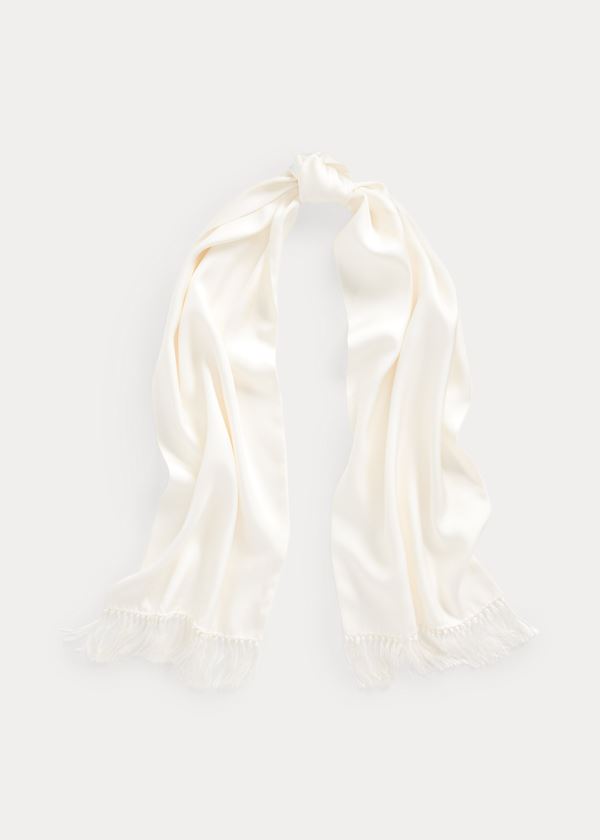 Szaliki Ralph Lauren Fringe Silk Twill Scarf Damskie Beżowe | RCVO8273