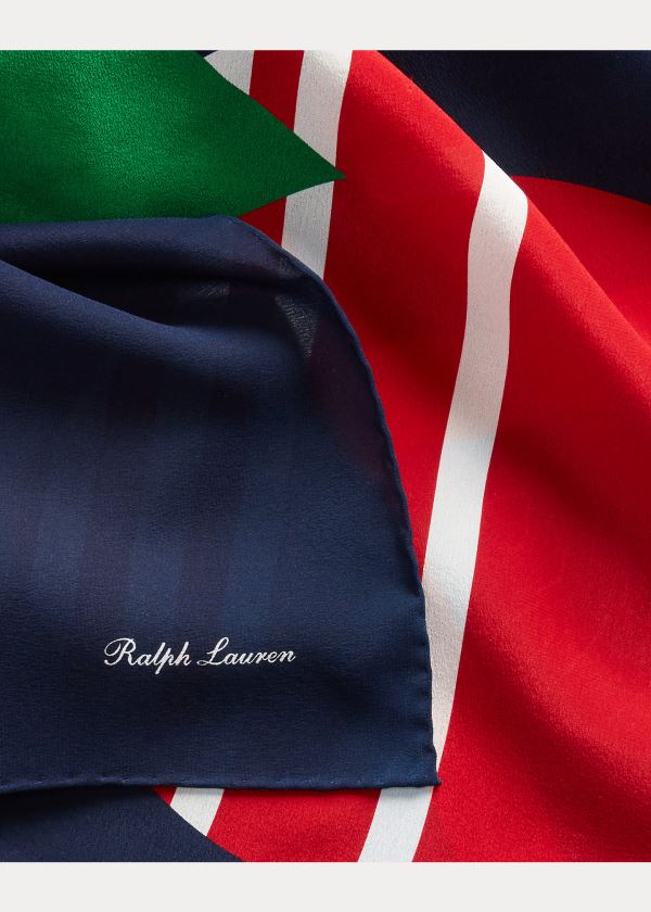 Szaliki Ralph Lauren Geometric Silk Scarf Męskie Granatowe Czerwone Zielone Żółte | RAII5358