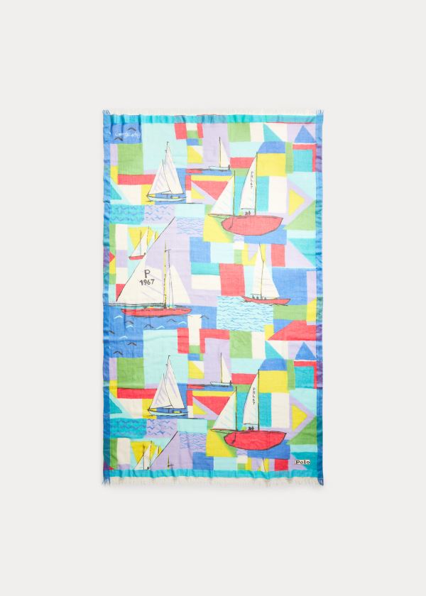 Szaliki Ralph Lauren Graphic Sailboat Scarf Damskie Kolorowe | MSFP8844