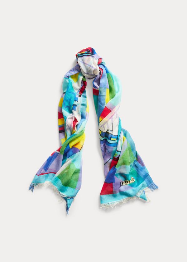 Szaliki Ralph Lauren Graphic Sailboat Scarf Damskie Kolorowe | MSFP8844