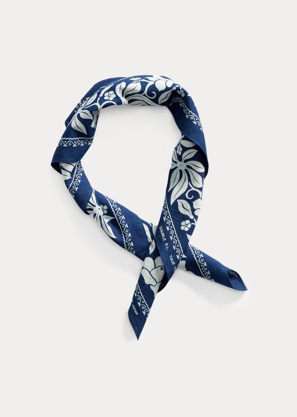 Szaliki Ralph Lauren Indigo Print Cotton Bandanna Damskie Indygo Kremowe | FKCW0833