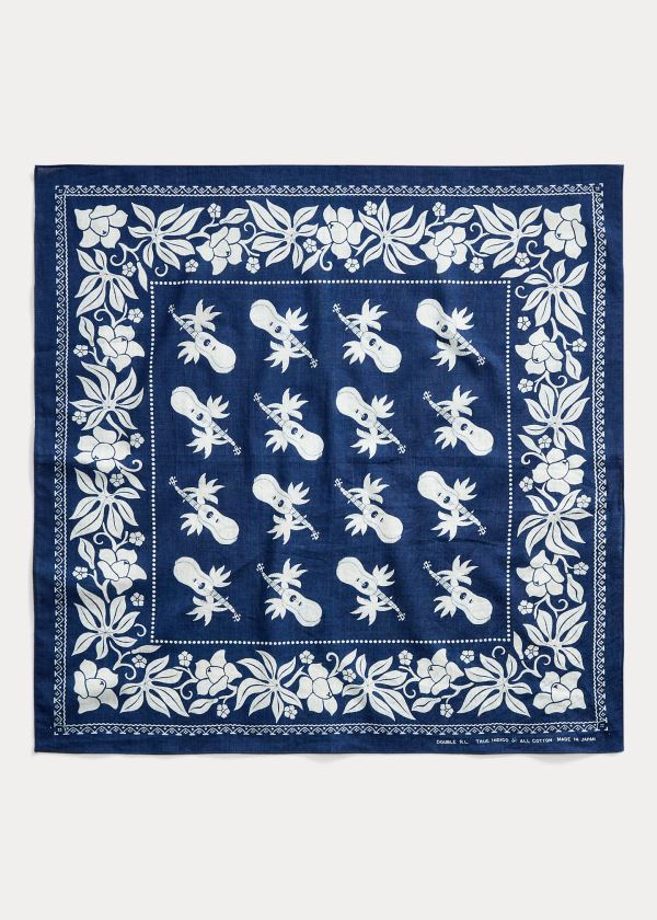 Szaliki Ralph Lauren Indigo Print Cotton Bandanna Damskie Indygo Kremowe | FKCW0833