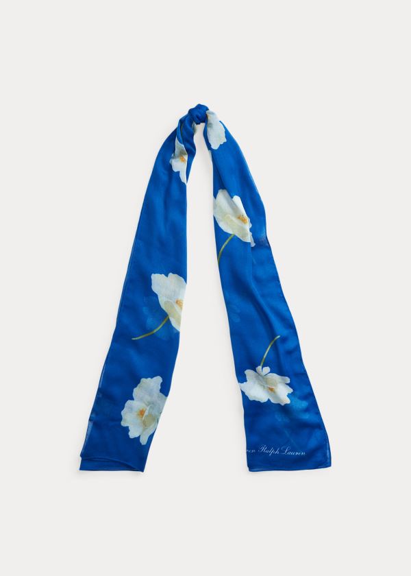 Szaliki Ralph Lauren Maria Floral Scarf Damskie Niebieskie | INVQ4370