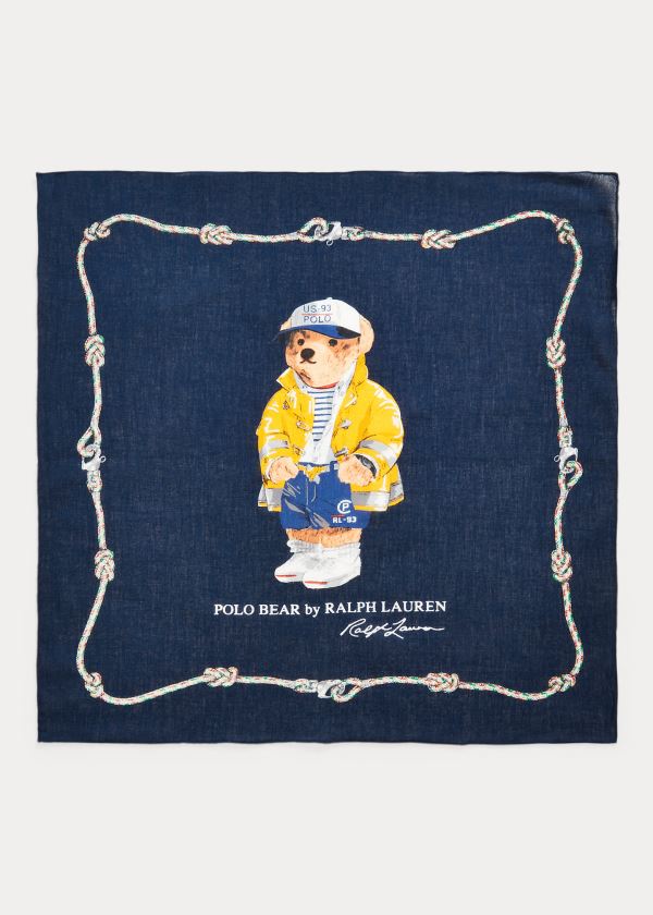 Szaliki Ralph Lauren Nautical Bear Cotton Bandanna Męskie Granatowe Kolorowe | HMJS0967