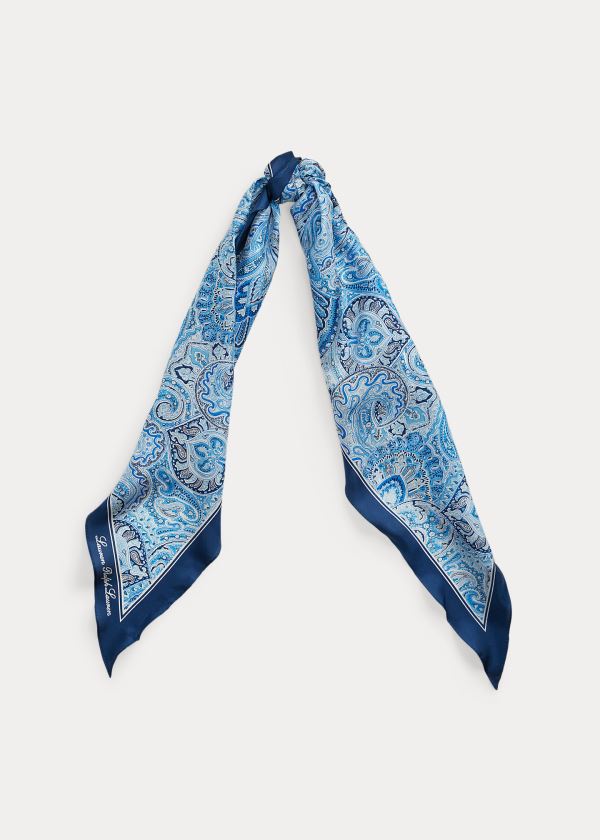 Szaliki Ralph Lauren Olivia Silk Scarf Damskie Niebieskie | FKXW7231