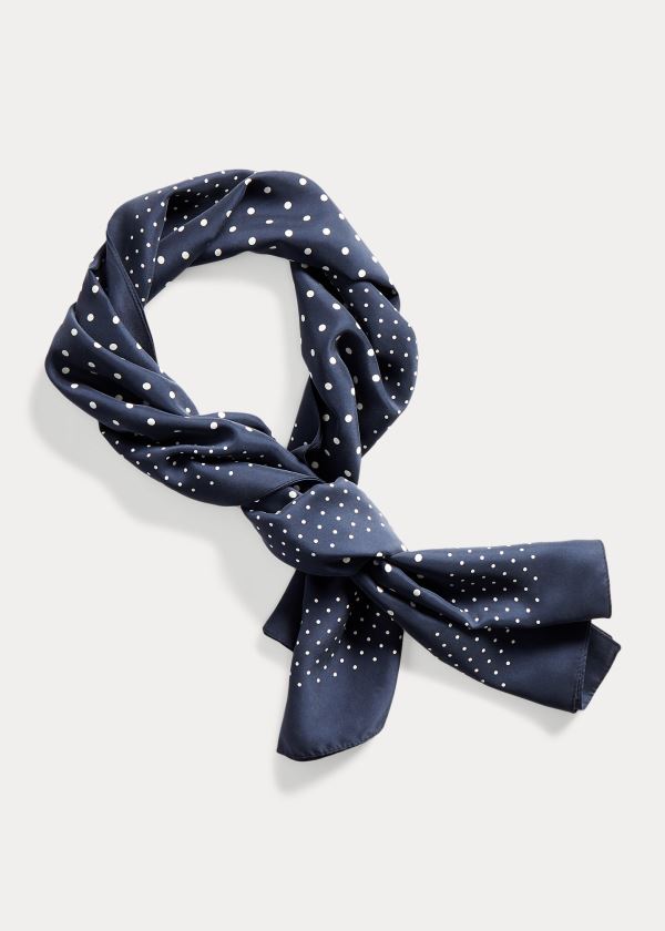 Szaliki Ralph Lauren Polka-Dot Scarf Męskie Granatowe Kremowe | MVZY7231