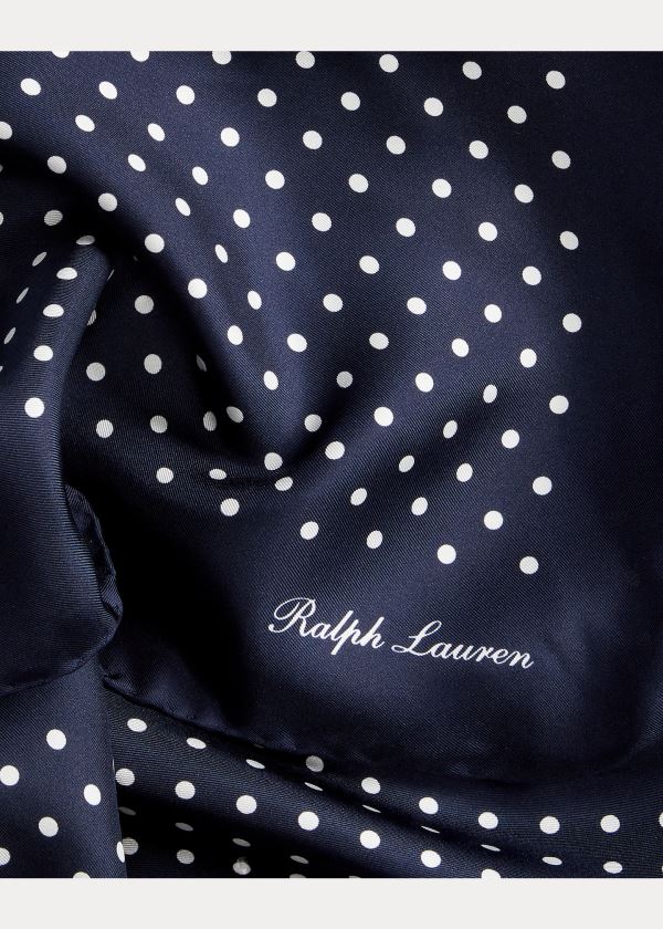 Szaliki Ralph Lauren Polka-Dot Silk Scarf Męskie Granatowe Białe | YPXH8452