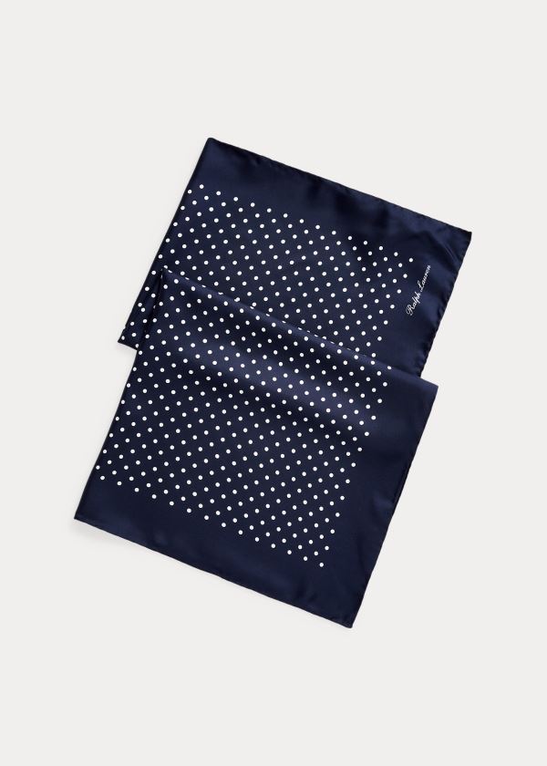 Szaliki Ralph Lauren Polka-Dot Silk Scarf Męskie Granatowe Białe | YPXH8452