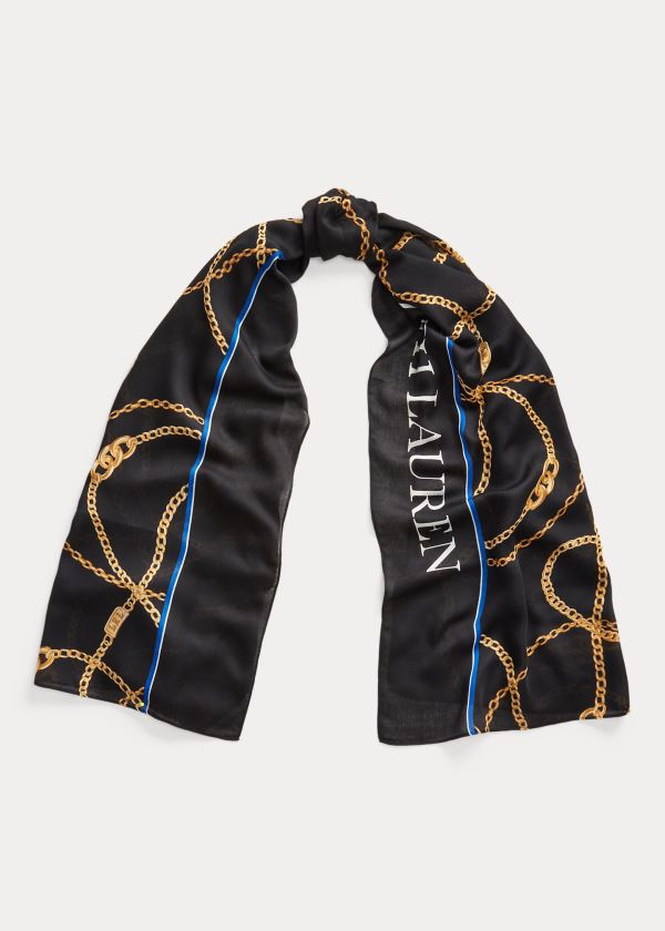 Szaliki Ralph Lauren Print Camilla Scarf Damskie Czarne | WSQE9061