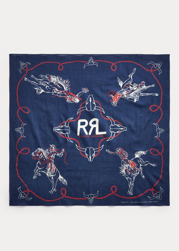 Szaliki Ralph Lauren Rodeo Cotton Bandanna Damskie Indygo Beżowe Czerwone | FQGV6707